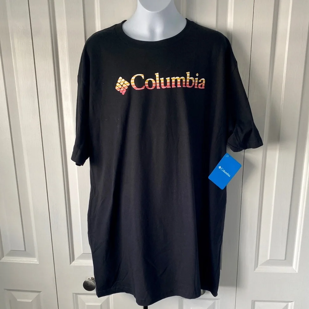 DESIGNED BY COLUMBIA!!!! NWT 100% COTTON LOGO SHORT-SLEEVE SHIRT - Picture 1 of 3